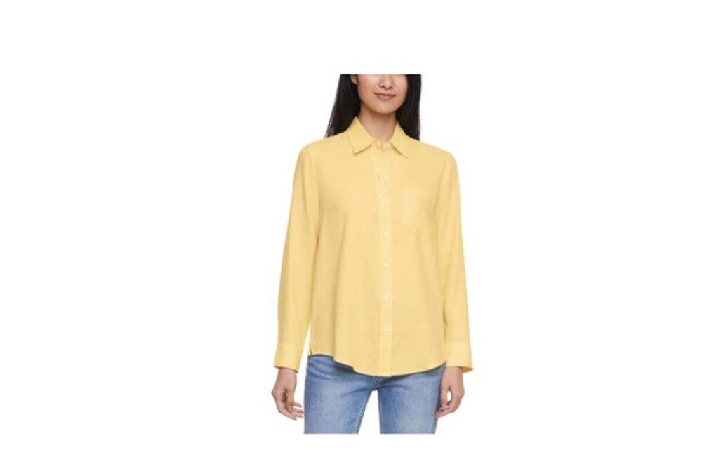 Gap Women's Linen Blend Button-Down Yellow Size XS